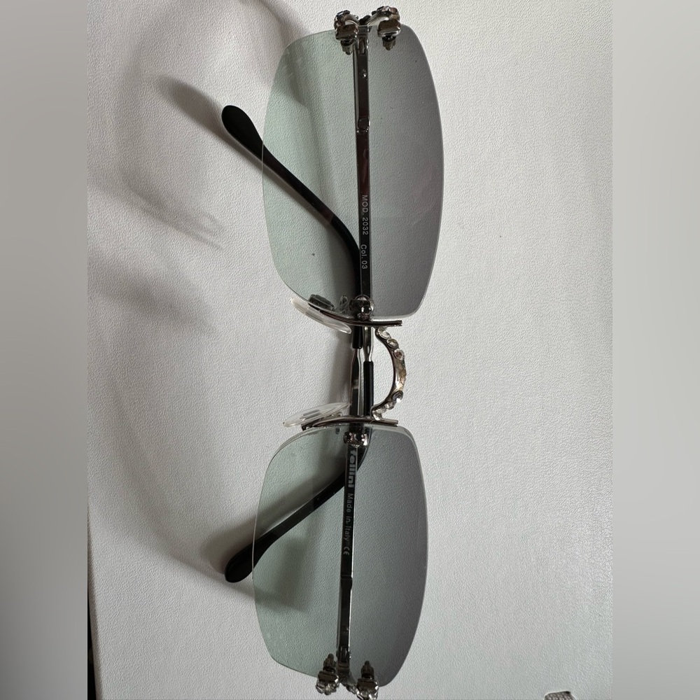 Fellini Rhinestone Silver Rimless Sunglasses